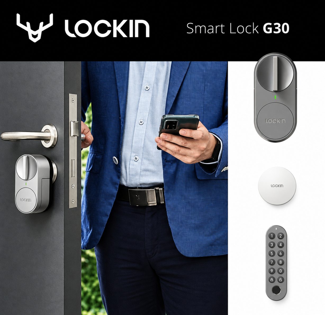Επισκέπτης ανοίγει την κλειδαριά Lockin G30 με το κινητό του